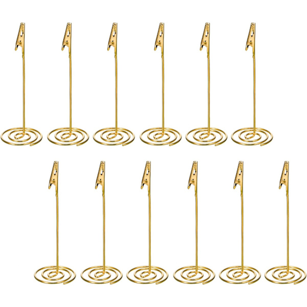 12 Pakkausta Pöytänumero Kortinpidikkeet Alligator Clip Kuva Muistiinpano Pidike Leikkeet Hääjuhlan Suosio (Kulta)