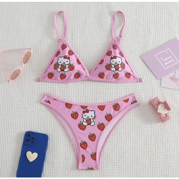 Hello Kitty Strawberry Pink Bikini Set - Sanrio Y2k Underkläder Set M