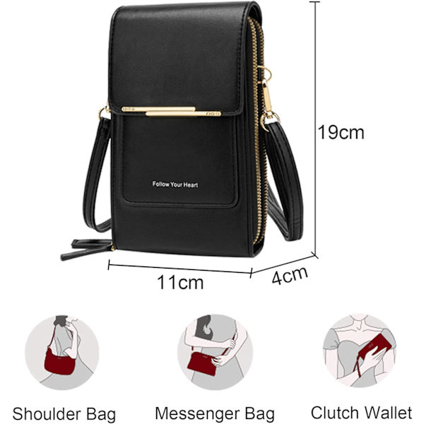 Damer Crossbody Telefonväska Mobilplånbok Väska PU Läder Crossbody Rem Multi Fack Justerbar Axelrem