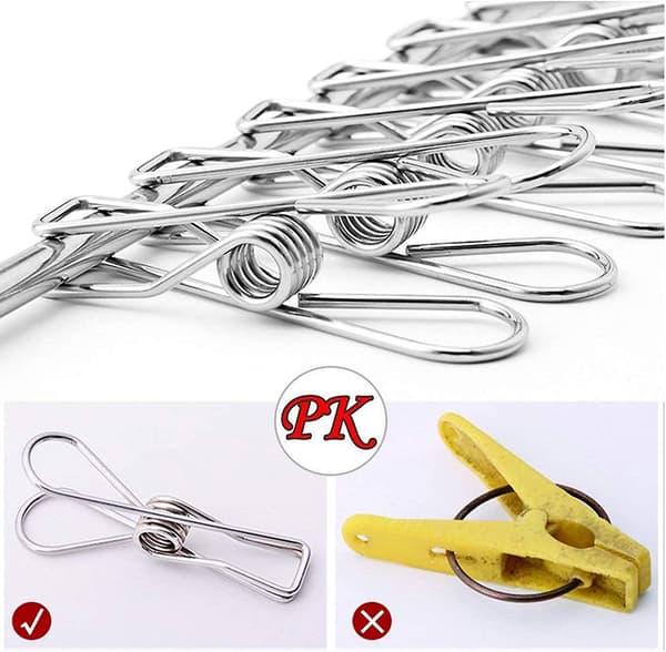 100 stk. tøjklemmer, 6 cm, vaskesnorclips i rustfrit stål til tøj, papirfiler, forsegling af snacks