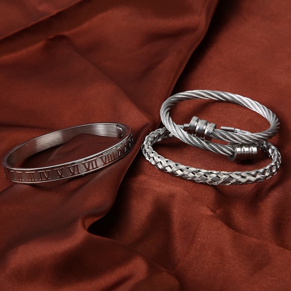 Armband i rostfritt stål Herrs guld, romerska siffror Armband Armband Twisted Rope Armband