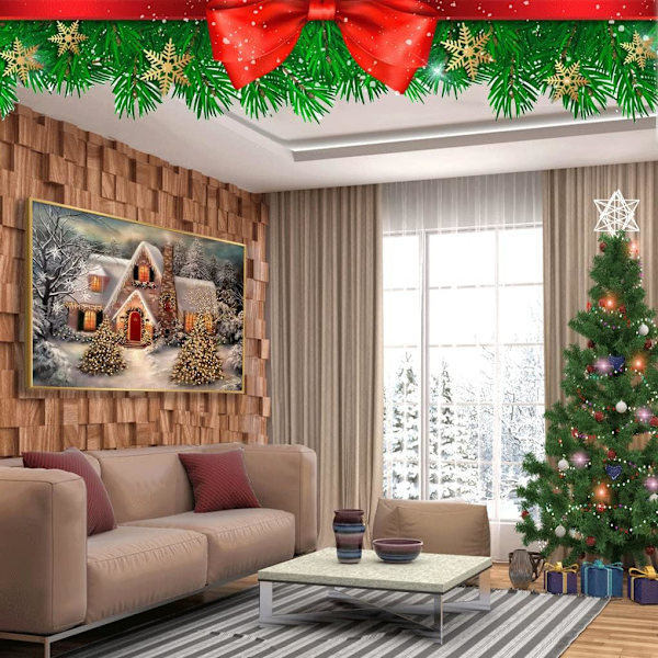 5D DIY Julediamanter Maleri Dekorasjon Gave Snøhus