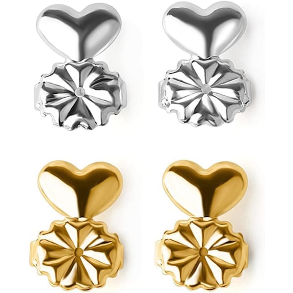 Par Earring Lifters Justerbare Hypoallergeniske Sikre Lifters Øreringe Smykker (Sølv og Guld)