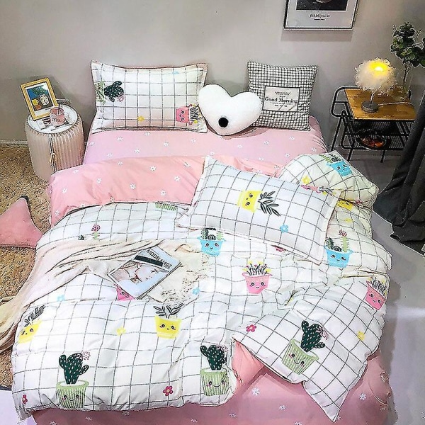 3/4-delat set Kawaii Snoopy tecknad bomullstäcke lakan örngott Anime bekväm mjuk hushåll sängkläder artikel gåvor 3piece set 150x200cm yangqishenghuo