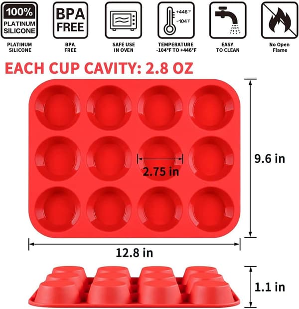 12 kopper silikon muffinsform - Nonstick cupcakeform 1 pakke vanlig størrelse silikonform for baking