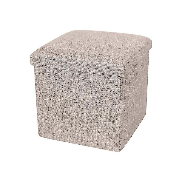 Opbevaringsboks med høj bæreevne, foldbar stof, alsidig opbevaringsottoman, kubus sæde til hjemmet Qinhai Beige 38cm