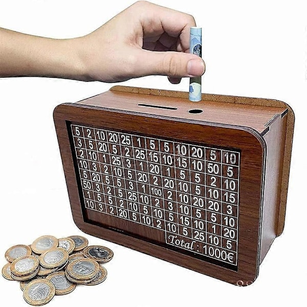 Spargris med räknare Hemkvalitet Räknare Träspargris Hantverk Träprydnader Retro color