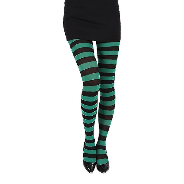 Kvinders Multifarvede Stribede Strømper Strømper Julehalloween Cosplay Strømpebukser Green and black