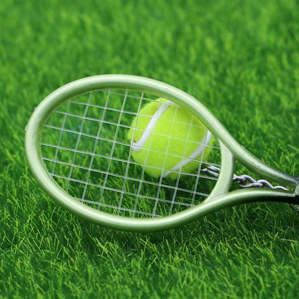 Mini Tennis Nøgleringe Tennis Racket Form Nøgleringe Sød Sports Stil Split Nøglering Sæt (Grøn)