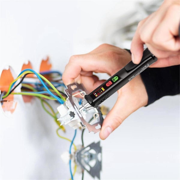 Spændingstester med LED Digital Display, Dobbelt Range 12-1000v AC/48-1000v AC, Kontaktløs Elektrisk Tester Pen Black