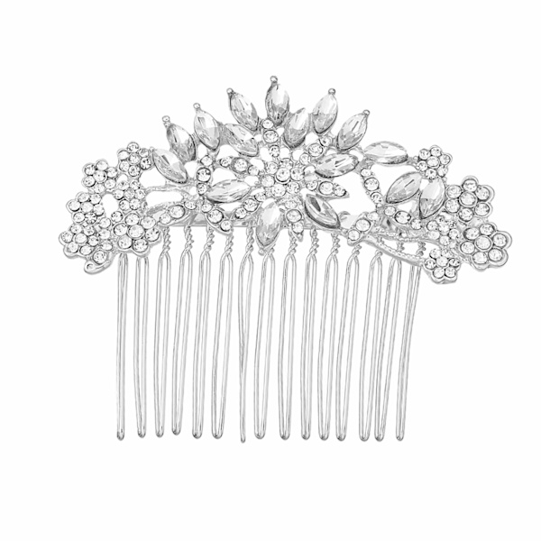 Bryllupshovedpynt Brudens Hårkam Rhinestone Bryllupshårstykke Bryllupshårtilbehør til Bruden Sølv