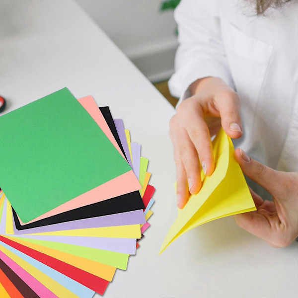 200 st Origami-papper för pyssel, fyrkantiga pysselpapper, färgat kartongpapper för scrapbooking och gör-det-själv-projekt