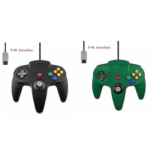 2 Pak Klassisk Ledningsforbundet N64 Controller Retro Spil 64-bit Gamepad Joystick Udskiftningscontroller 19 2pcs