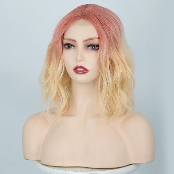 Blond gradient rød parykk for kvinner