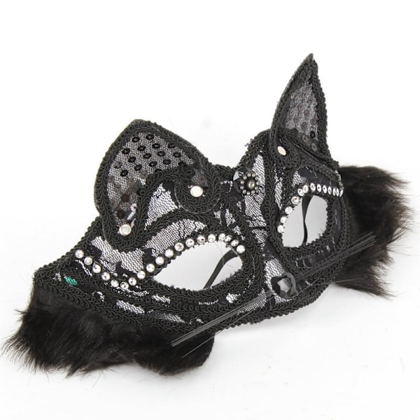 Halloween-prydnader Spetsögonbindel Maskeraddräkter Ögonbindel Sexig Halv Ansikte Räv Spetsmasker