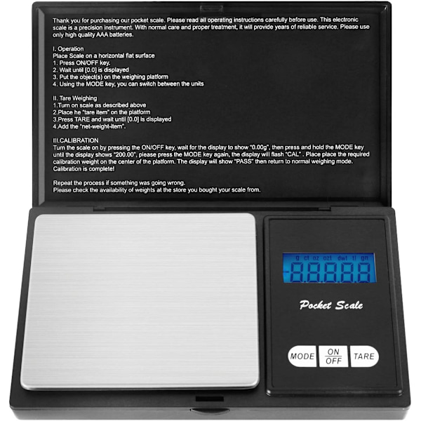 Digitaalinen taskuvaaka, 200 x 0.01g, taskuvaaka Tarkan tasapainon digitaalinen vaaka Kultavaaka kolikkovaaka