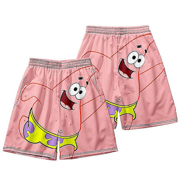 Herre badetøy Patrick Star korte strandshorts bukse hurtigtørkende badetøy badebukse badedrakt surfebrett bukser DK13 S