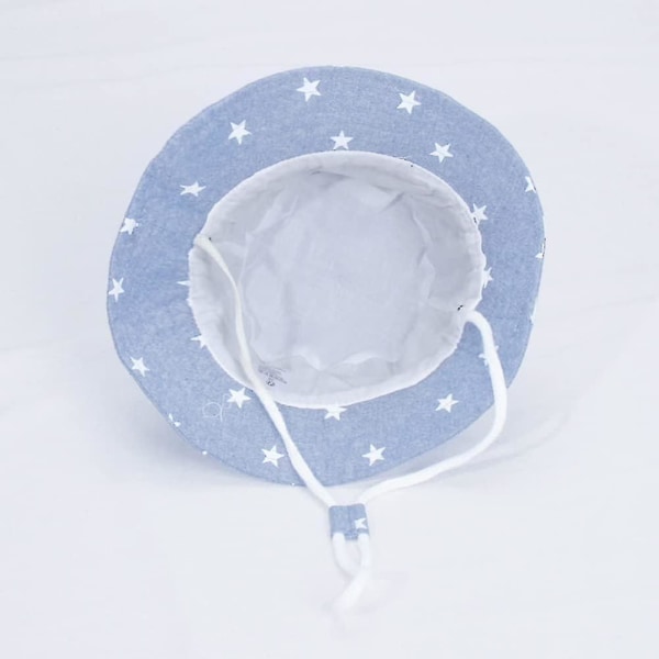 Barnhatt Justerbar Solhatt Andningsbar Strandhatt För Pojkar Flickor_ll Star Light Blue 6-24 Months