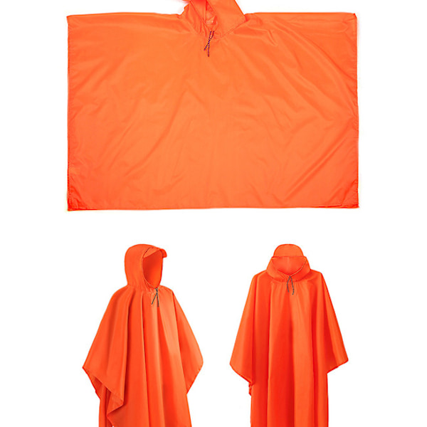 Udendørs bjergbestigning regnfrakke tre-i-en multifunktionel voksen cape regnfrakke PU vandtæt 210T polyester måtte baldakin Orange Red