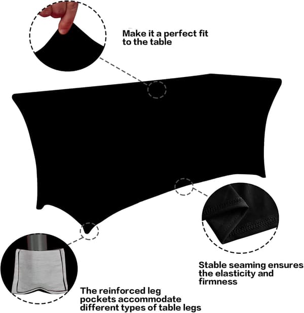 \"Elegant Sort Duge Sæt - Perfekt til Enhver Begivenhed!\" Black 6 Ft - 2 Pcs