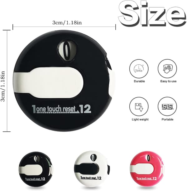 Golf Score Counter Clicker Mini One Touch Reset Value 1/2 Pack, Sorte Røde Hvide Tællere Holdbare Med Hatteclips Simple