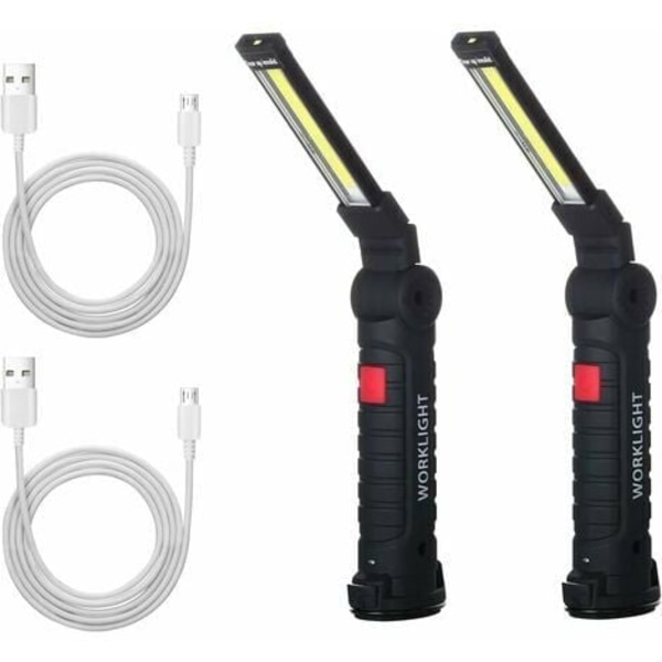 x Genopladelig Led Cob Arbejdslys Lampe Workshop Cob Lommelygte Led Arbejdslys Lampe med Magnetisk Base Inspektionslampe til Vandreture, Camping