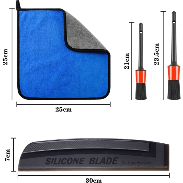 Skraber til bilvask - Fleksibel vandvisker til bilpleje med rengøringsbørste og mikrofiberklud