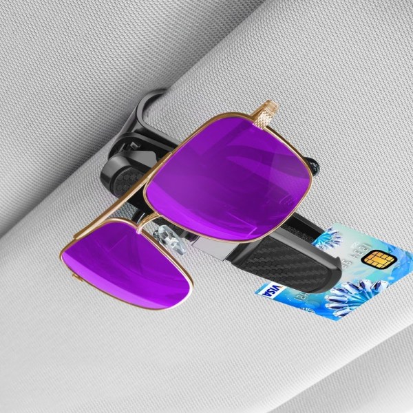Glasögonhållare bilsolskydd glasögonhållare bilglasögonhållare 180° roterande solglasögonhållare med kartkortklämma