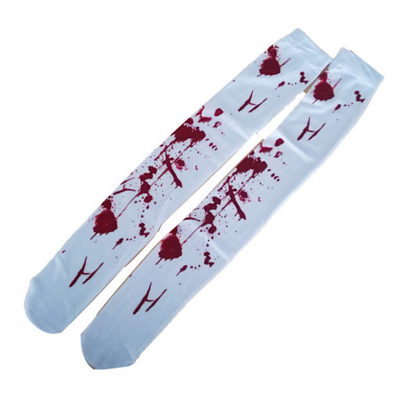 Blodiga Strumpor Blodiga Håll-Upp Kostym Zombie Sjuksköterska Blodiga Knästrumpor Överknästrumpor för Horror Halloween (1 styck)