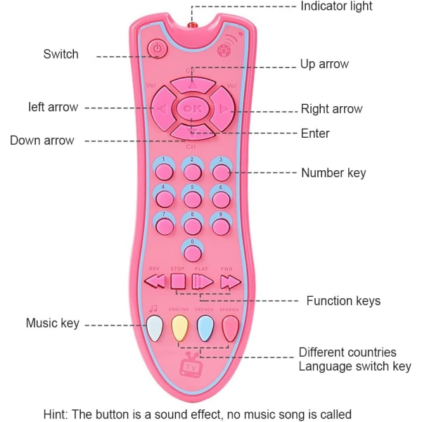 Baby Fjernbetjening Legetøj Analog TV Fjernbetjening med Lys og Musik Toddler Tidlig Læring Musik Engelsk Læringslegetøj til Drenge Piger 6 Måneder+
