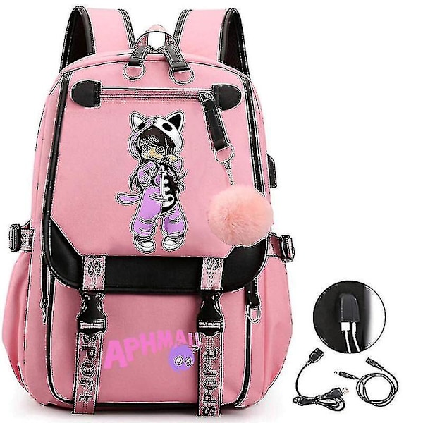 Aphmau Anime Ryggsäck 3d Tryckt Seriefigur Oxford Vattentät Full Boll Usb Skolväska Pojkar Flickor Studenter Stor Kapacitet Ryggsäck-yvan 14