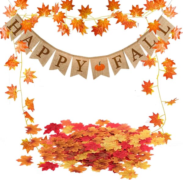 Efterårs græskar hessian banner, efterårs hessian banner, bøffelternet græskarkrans, Thanksgiving høst