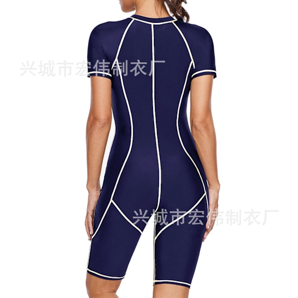Baddräkt i ett stycke, lång, tre-nåls femtrådig dykdräkt, slimmad modell Blue and White XL