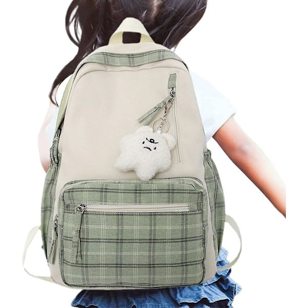 Söt skolväska Kawaii - Rutig skolväska för flickor | Söt högskola flickor damer resor skola lätt