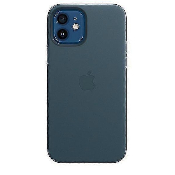 Lærtelefonveske for iPhone 12/12 Pro Lærveske med Magsafe Baltic Blue