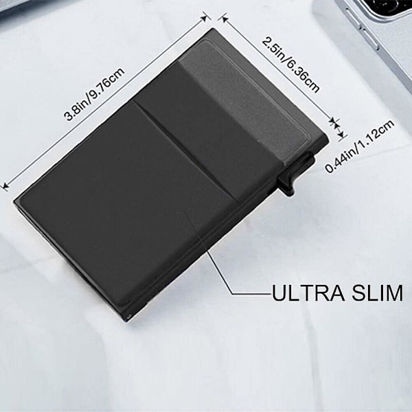 Lyxig Kreditkortshållare med Pop-Up, Aluminium, RFID-Blockering, Smalt Plånbok, Present Black