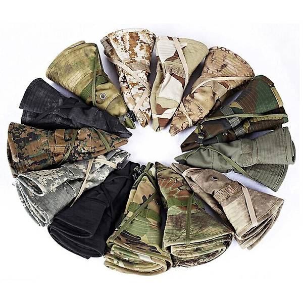 Kamuflasje Taktisk Caps Militær Boonie Hat US Army Caps Camo Menn Utendørs Sport Sol Bucket Cap Fiske Vandring Jakt Hatter Tw Black python-01