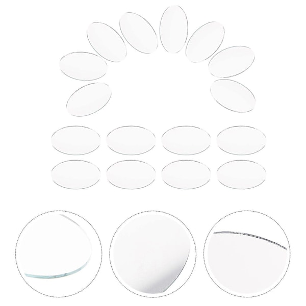 20 stk DIY Legering Speil Kvinner Sminke Bruk Speil Mini Oval Form Uferdig Speillinse for DIY Kunsthåndverk (Liten Stil)