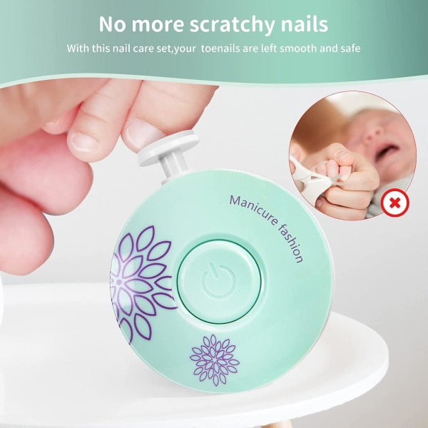 Elektrisk baby neglefil negletrimmersett for nyfødte barn og voksne - tær og negler