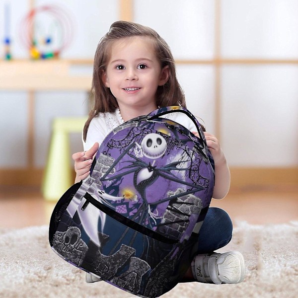 v572 The Nightmare Before Christmas Barnehageskoleveske Casual Skulderbag Satchel Ryggsekk Trykk Bokveske Ryggsekk for Gutter JenterxsSJB572