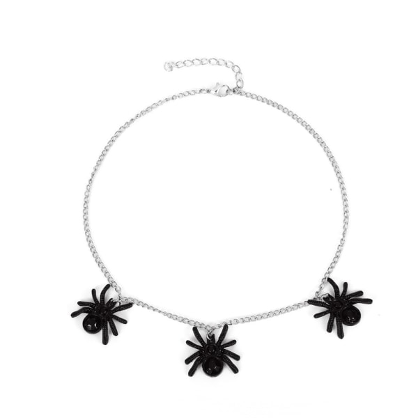 Halloween-pynt, halskjeder, svarte edderkopphalskjeder, halskjeder til kragebenskjeder, julegaver