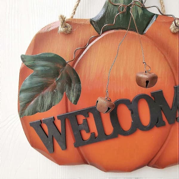 (NY) Trægræskar Velkomstskilt - Efterårs- og Halloween-dørdekoration