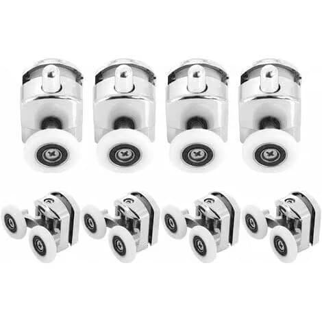 nytt 8-pack duschdörrsrullar, duschkabinsrullar i zinklegering, 25 mm badrumsduschdörrsrullar