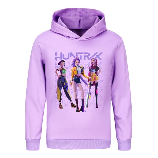 Lilla K-pop Devil Hunter Print Hættetrøje, Langærmet Hættetrøje til Drenge og Piger 110cm