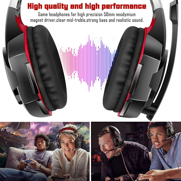 Peli-kuulokkeet mikrofonilla Bass Stereo Surround – Punainen