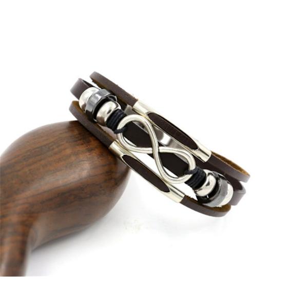 Punk Alloy Læderarmbånd med Rustfrit Stål Spænde til Mænd, Kvinder (21 cm)