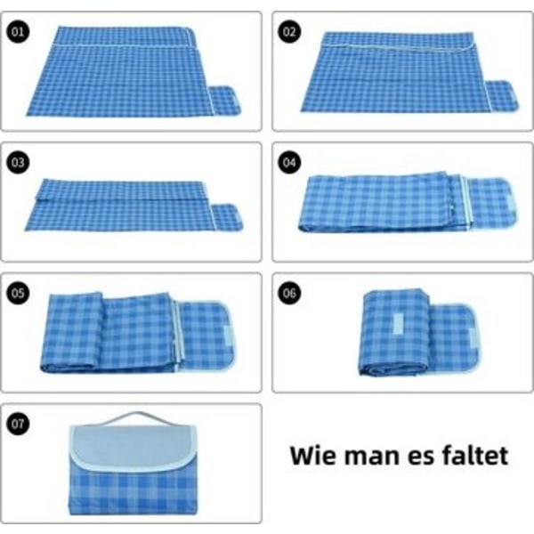 Picnic tæppe, vandtæt, 200 x 150 cm, udendørs campingtæppe, udendørs tæppe, foldbart strandtæppe med bærehåndtagstaske