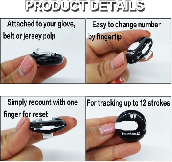 Golf Score Counter Clicker Mini One Touch Reset Value 1/2 Pack, Sorte Røde Hvide Tællere Holdbare Med Hatteclips Simple