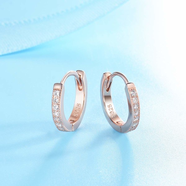 Hoop örhängen silver dam örhängen, 925 sterling silver ring örhängen med AAA zirconia, diameter 13 mm Små sleep hoop örhängen
