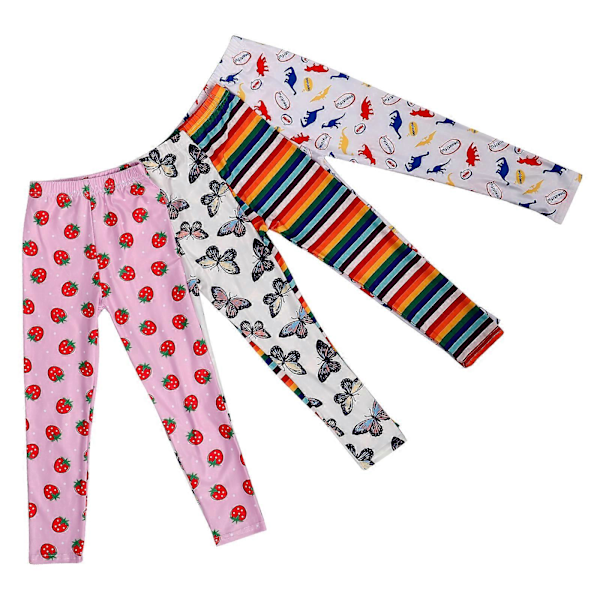 4kpl Tyttöjen Leggingsit Joustavat Slim Painetut Housut Pienten Tyttöjen Painetut Leggingsit (110cm)